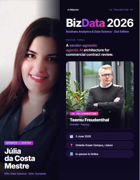 BizData 2026 — Kaycoo presenting at the Business Analytics & Data Science International Conference, Lisbon